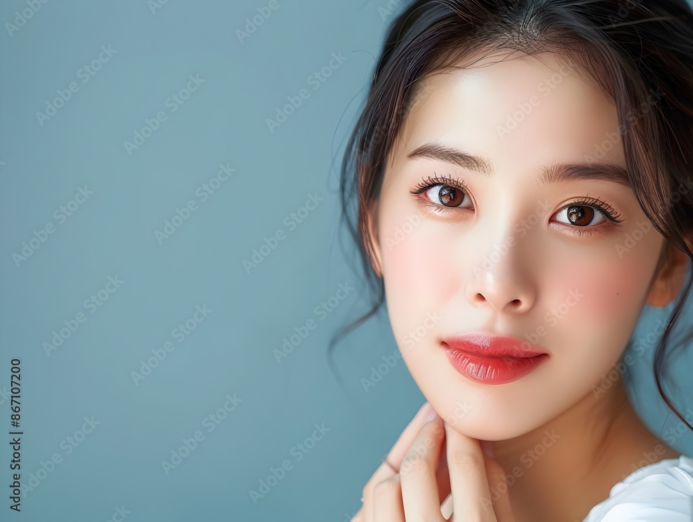 Elegant Asian Woman in Serene Beauty Portrait with Glowing Skin Elegant Asian Woman in Serene Beauty Portrait with Glowing Skin