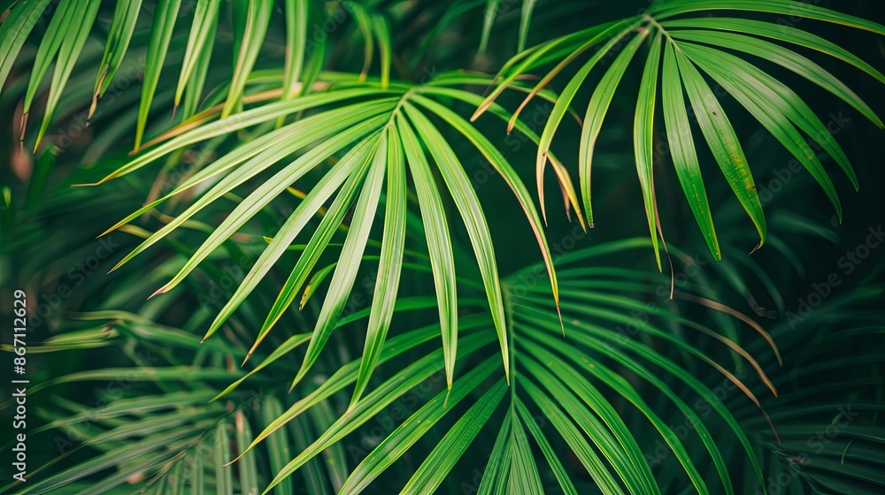 Green tropical plant close-up Green tropical plant close-up