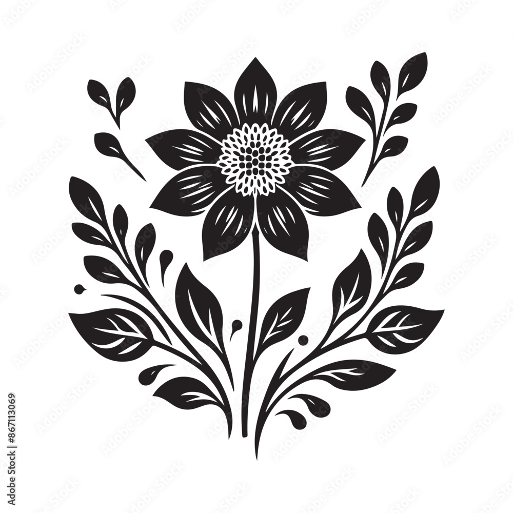 Flower silhouette vector. Flowers icon. Set of leaves silhouette of beautiful plants, leaves, plant design. Vector illustration Flower silhouette vector. Flowers icon. Set of leaves silhouette of beautiful plants, leaves, plant design. Vector illustration