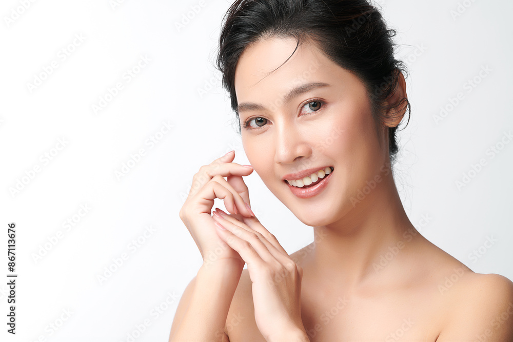 Beautiful young asian woman with clean fresh skin on white background, Face care, Facial treatment, Cosmetology, beauty and spa, Asian women portrait. Beautiful young asian woman with clean fresh skin on white background, Face care, Facial treatment, Cosmetology, beauty and spa, Asian women portrait.