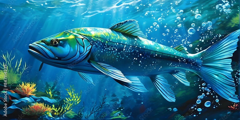 Naklejka premium illustration inspired by the fluid dynamics of a vibrant fish