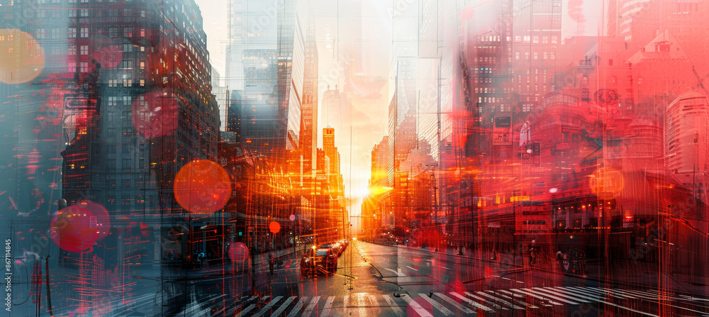 Fototapeta premium Urban Dreamscape with Abstract Elements