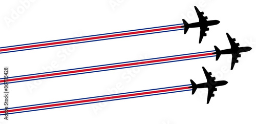 set Flying airplane with costa rica flag icon. airshow celebration day symbol Template Illustration Design