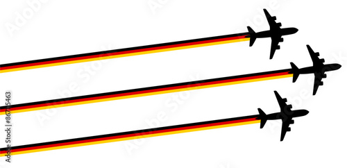 set Flying airplane with germany flag icon. airshow celebration day symbol Template Illustration Design