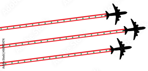 set Flying airplane with lebanon flag icon. airshow celebration day symbol Template Illustration Design