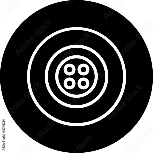 Button Line White Circle Black