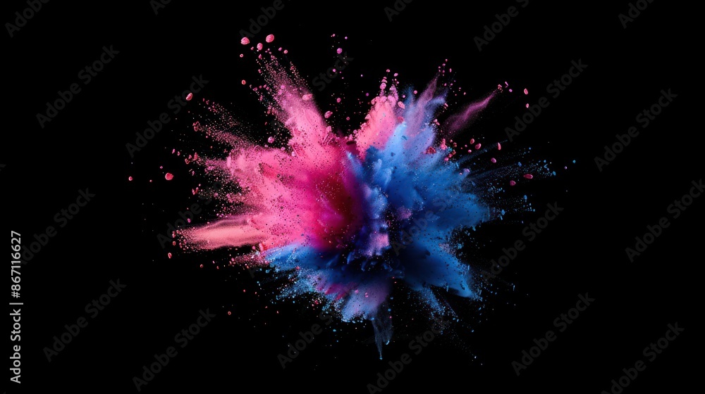 Abstract Explosion of Pink and Blue Powder Abstract Explosion of Pink and Blue Powder