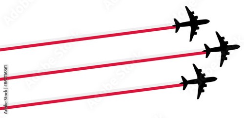set Flying airplane with poland flag icon. airshow celebration day symbol Template Illustration Design