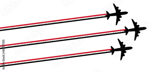 set Flying airplane with Syria flag icon. airshow celebration day symbol Template Illustration Design