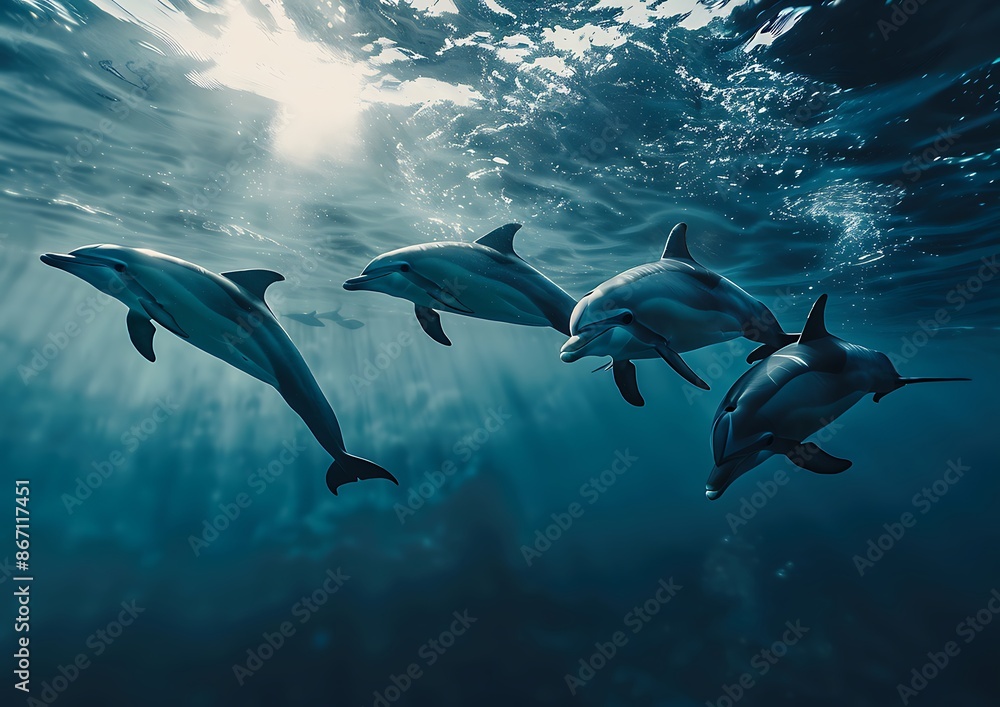 Fototapeta premium Dolphins swimming in the ocean