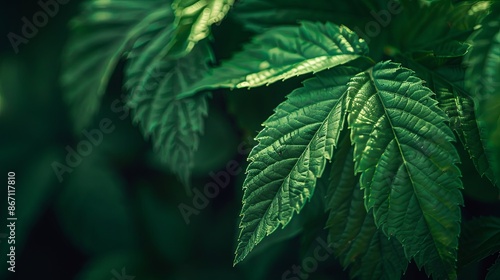 Green tropical plant close-up