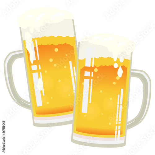 生ビールで乾杯をするイメージのベクターイラスト