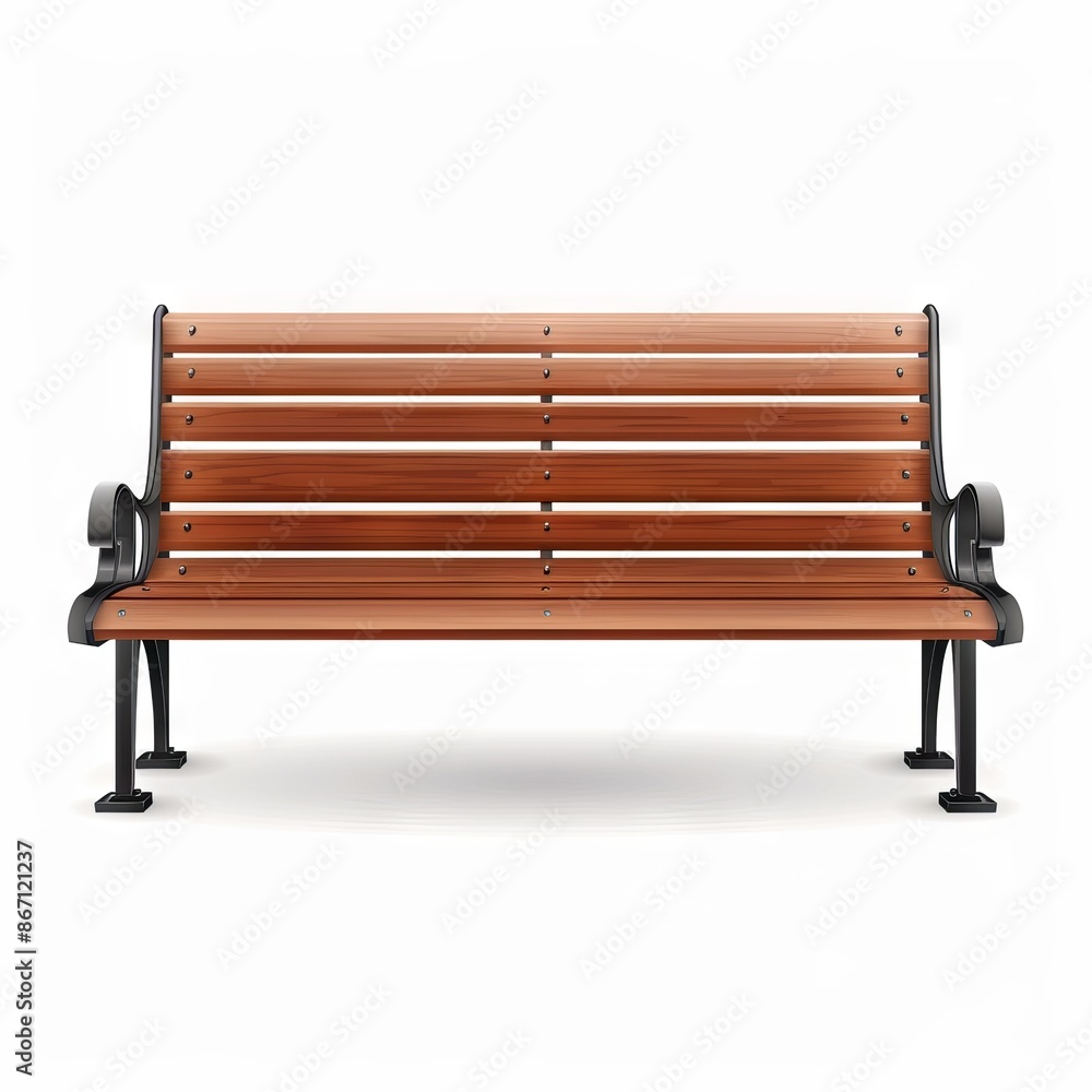 A high-quality, wooden park bench with metal frame, perfect for outdoor seating in parks, gardens, and public spaces, providing comfort and durability. A high-quality, wooden park bench with metal frame, perfect for outdoor seating in parks, gardens, and public spaces, providing comfort and durability.