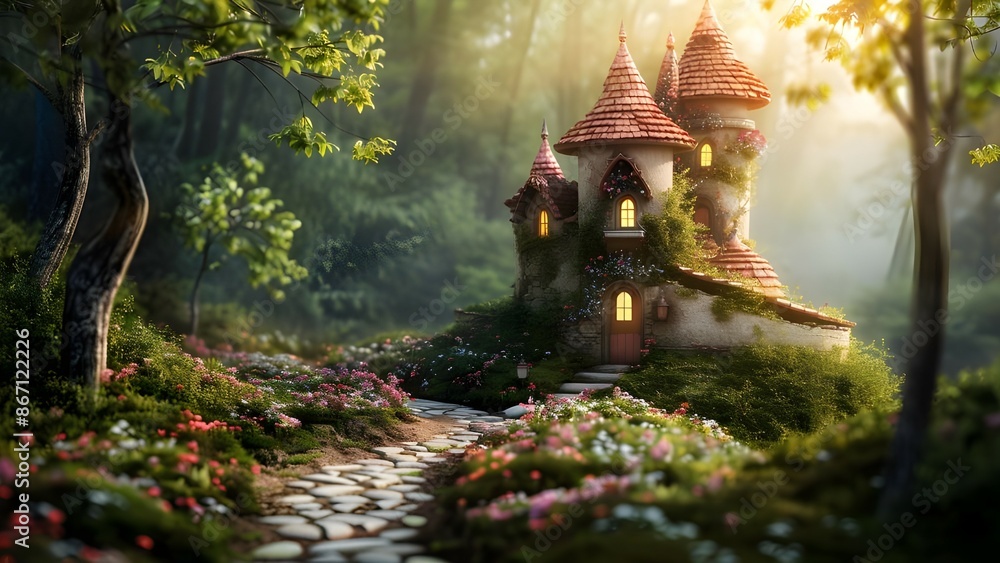 Fototapeta premium fairy tale style house in forest