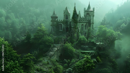 fairy tale castle in forest