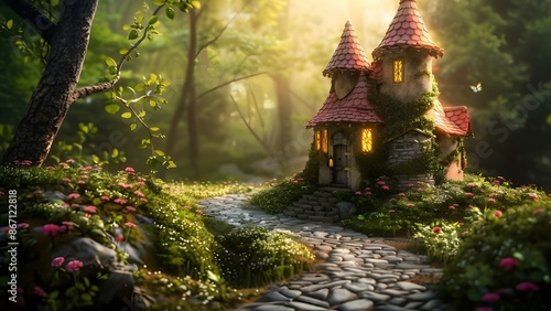fairy tale castle in forest
