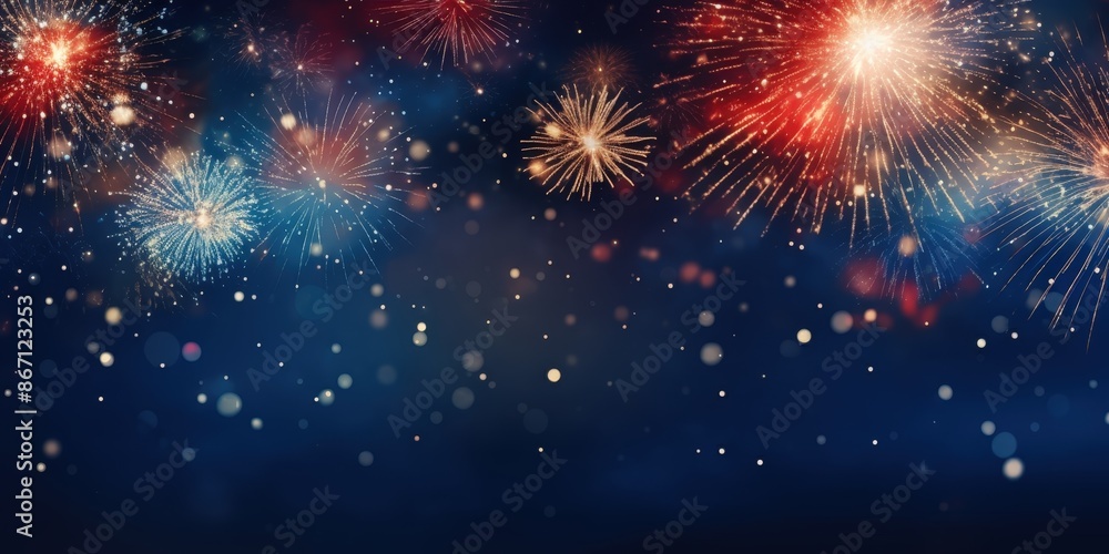 Festive Fireworks Display against a Dark Sky Festive Fireworks Display against a Dark Sky