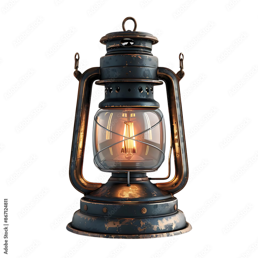 3D Render of a Vintage Oil Lantern with Glowing Filament