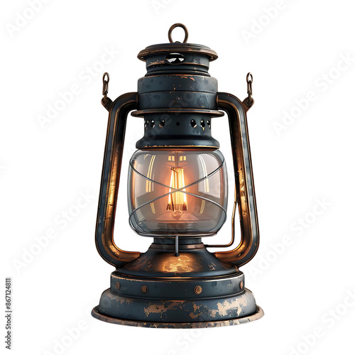 Obraz na płótnie 3D Render of a Vintage Oil Lantern with Glowing Filament w salonie
