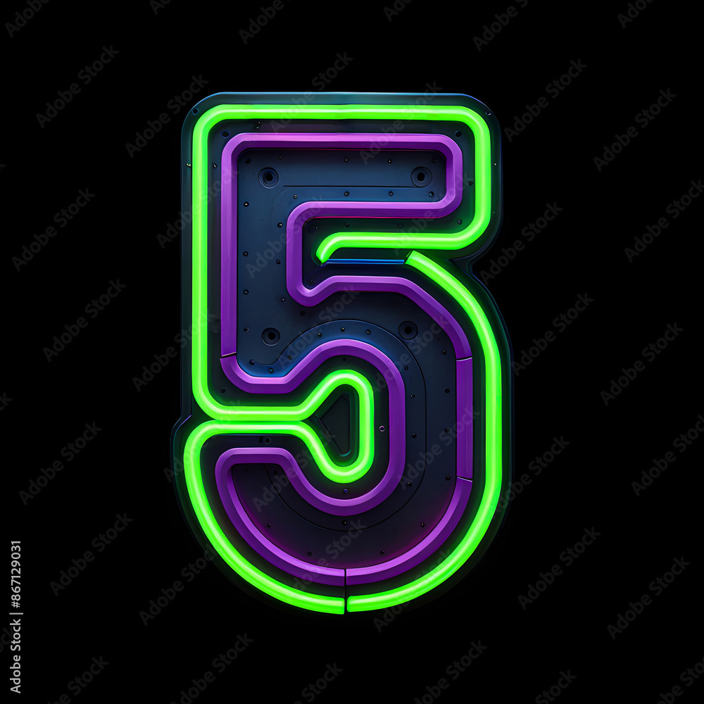 Number 5 made from Neon light. Generative AI Number 5 made from Neon light. Generative AI