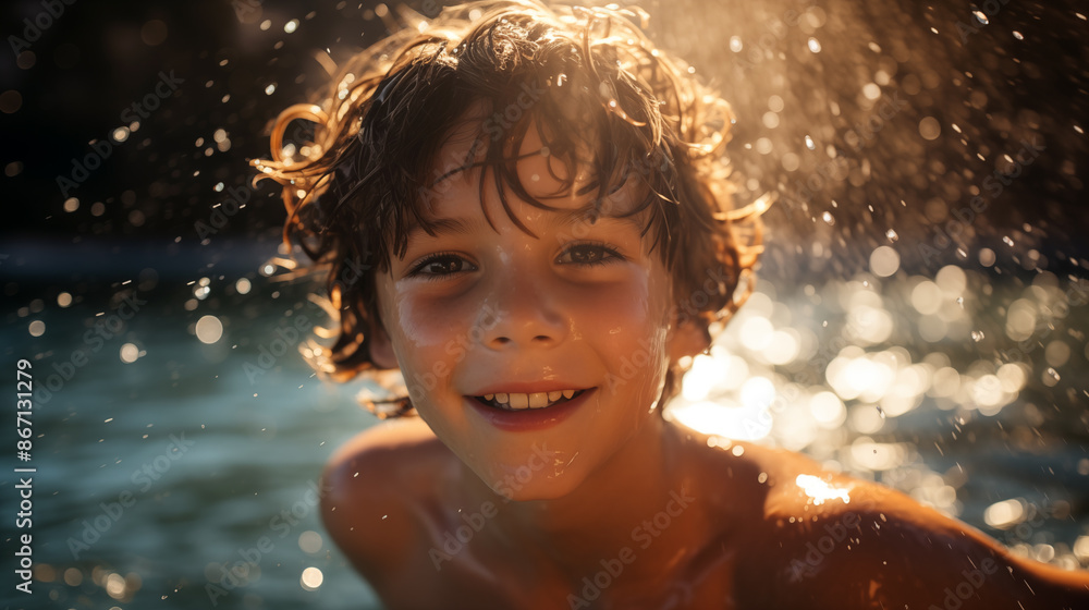 A boy swimming in a swimming pool. Summer vacation time A boy swimming in a swimming pool. Summer vacation time