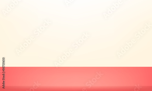 Pink and cream Studio background. Pink and cream Background Empty Room Studio with table. Space for selling products on the website. Vector illustration.