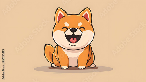 Cute Cartoon Shiba Inu Dog Illustration © cOmbEt
