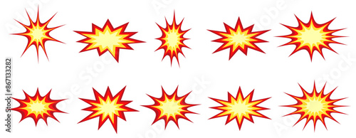 Explosion Shape Illustration Set