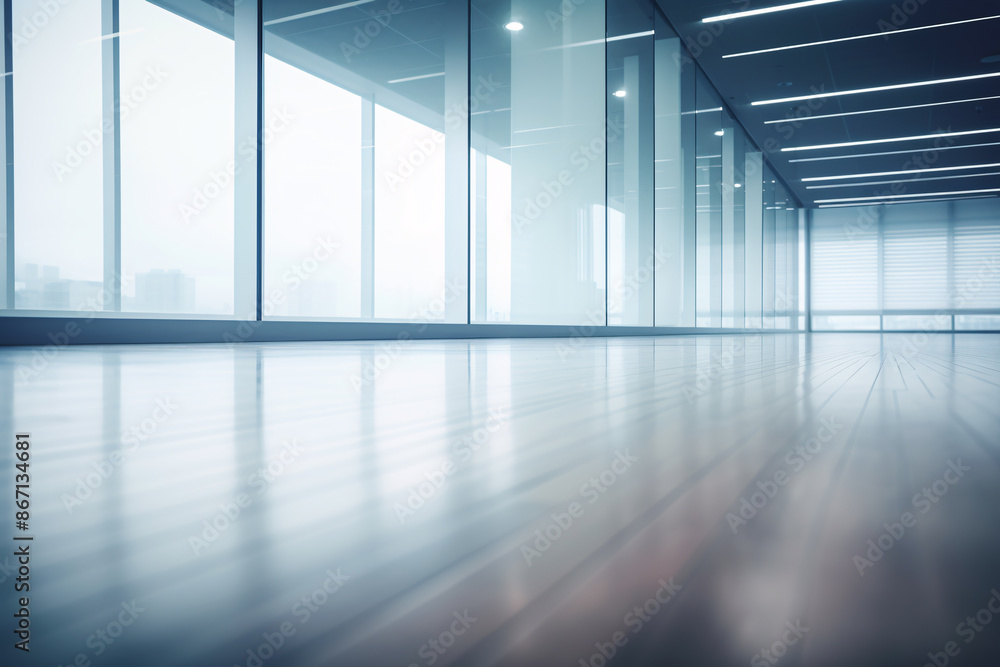 Large empty modern open office room with glass walls Large empty modern open office room with glass walls