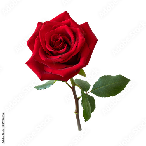 Dark Red rose flower.  Beautiful single red flower isolated.