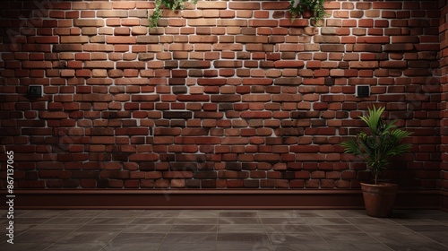 Elegant brown brick wall backdrop for photography, with modern furniture and decor