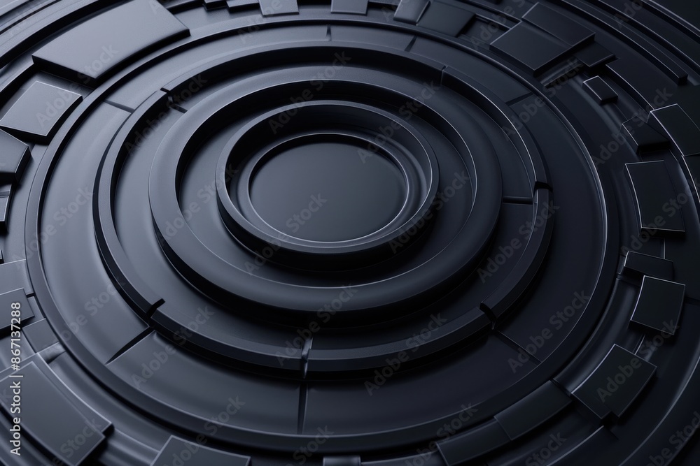 Abstract 3D rendering of futuristic, sci-fi, mechanical, circular, dark gray background or texture. Concept of technology, engineering, innovation, and the future. Abstract 3D rendering of futuristic, sci-fi, mechanical, circular, dark gray background or texture. Concept of technology, engineering, innovation, and the future.