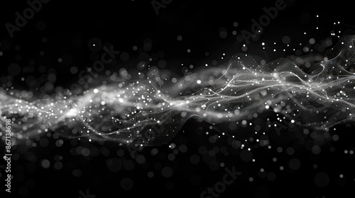 dot of white wave nebula abstract background, isolated on black