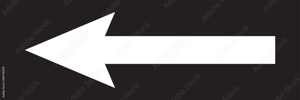 Straight White long arrow, left thin line,horizontal element, vector icon isolated on Black background. eps10 Straight White long arrow, left thin line,horizontal element, vector icon isolated on Black background. eps10