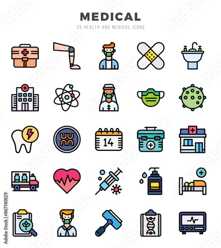 MEDICAL web icons in Lineal Color style.