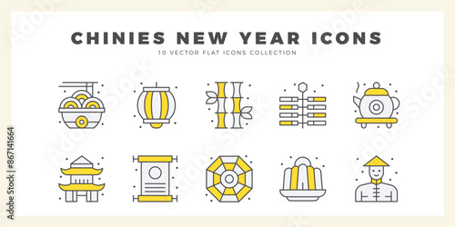 10 Chinese New Year  Two Color icon pack. vector illustration.