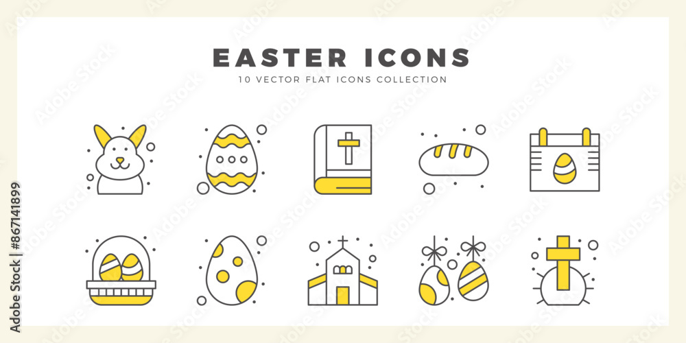 Fototapeta 10 Easter Two Color icon pack. vector illustration.
