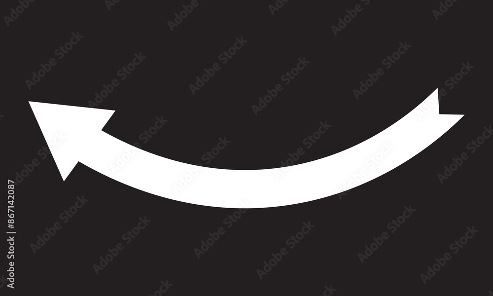 Straight White long arrow, left thin line,horizontal element, vector icon isolated on Black background. eps10 Straight White long arrow, left thin line,horizontal element, vector icon isolated on Black background. eps10