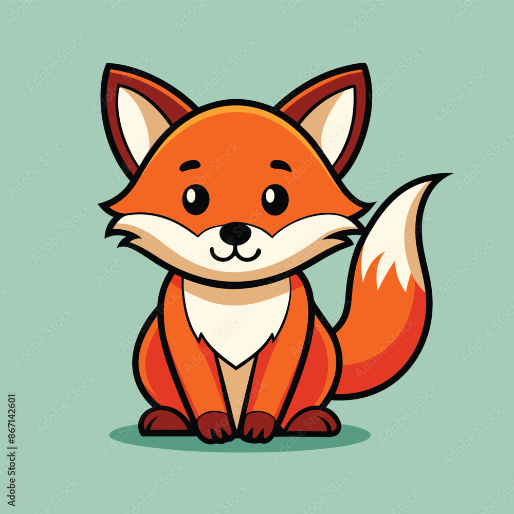 Obraz premium Cute Fox Cartoon Vector Icon Illustration.