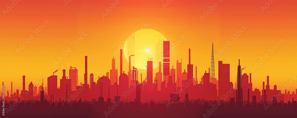 Stunning cityscape silhouette with modern skyscrapers against a striking sunset sky, showcasing urban architecture and vibrant colors. Stunning cityscape silhouette with modern skyscrapers against a striking sunset sky, showcasing urban architecture and vibrant colors.