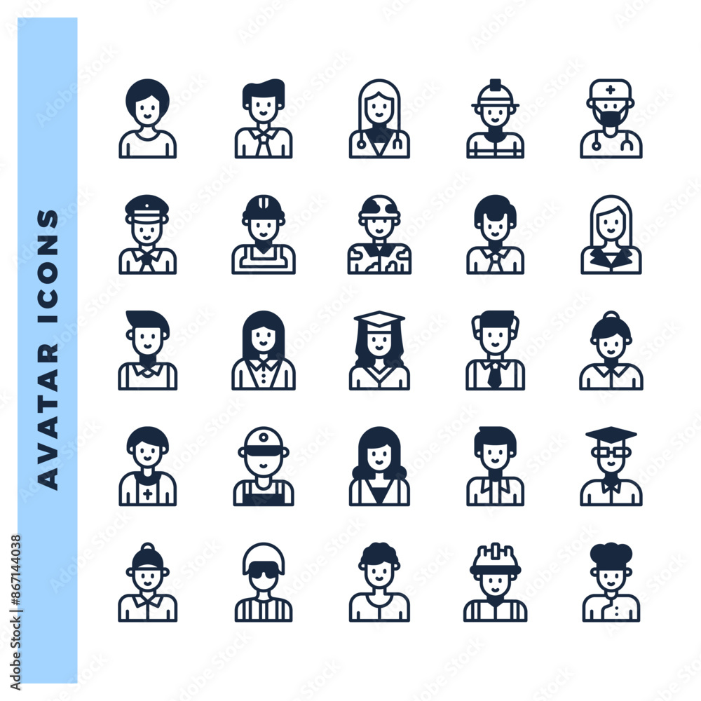 25 Avatar Lineal Fill icons pack. vector illustration. 25 Avatar Lineal Fill icons pack. vector illustration.