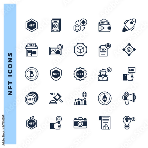 25 NFT Lineal Fill icons pack. vector illustration.