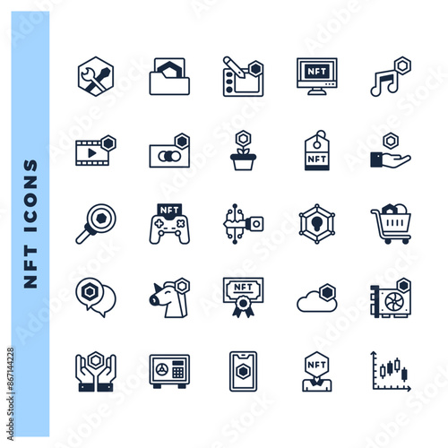 25 NFT Lineal Fill icons pack. vector illustration.