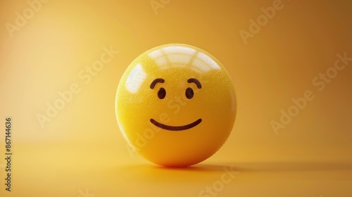 Smiling Yellow Emoji on a Golden Background