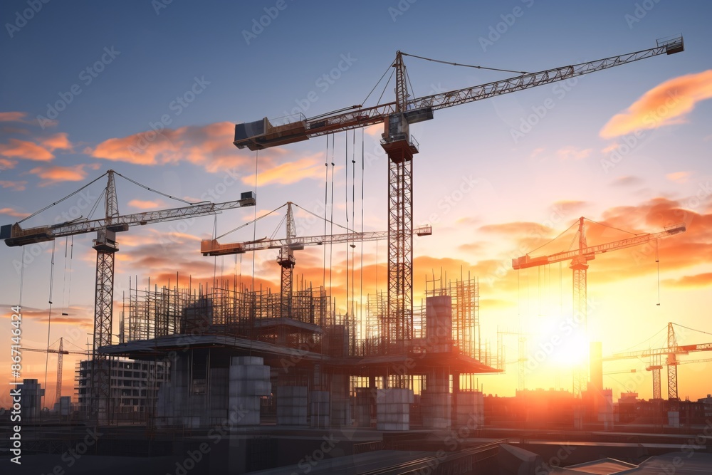 cranes on a construction site cranes on a construction site