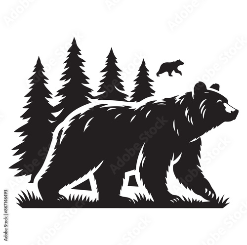 bear silhouette vector isolated on white background 