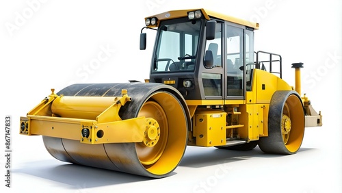 A Yellow Road Grading Machine isolated on white