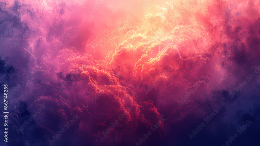 A vivid sunset sky with swirling clouds illuminated in shades of pink, purple, and orange. A vivid sunset sky with swirling clouds illuminated in shades of pink, purple, and orange.