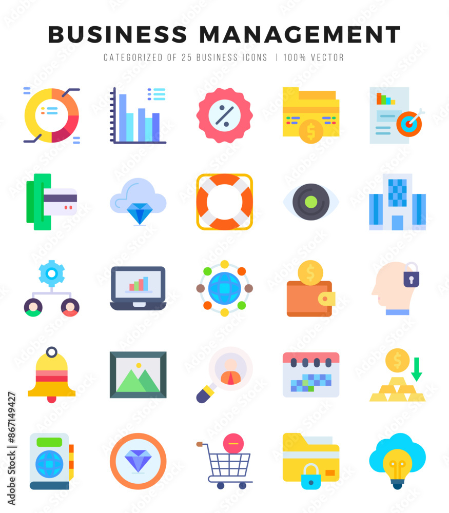 Set of 25 Business Management Flat Icons Pack. Set of 25 Business Management Flat Icons Pack.