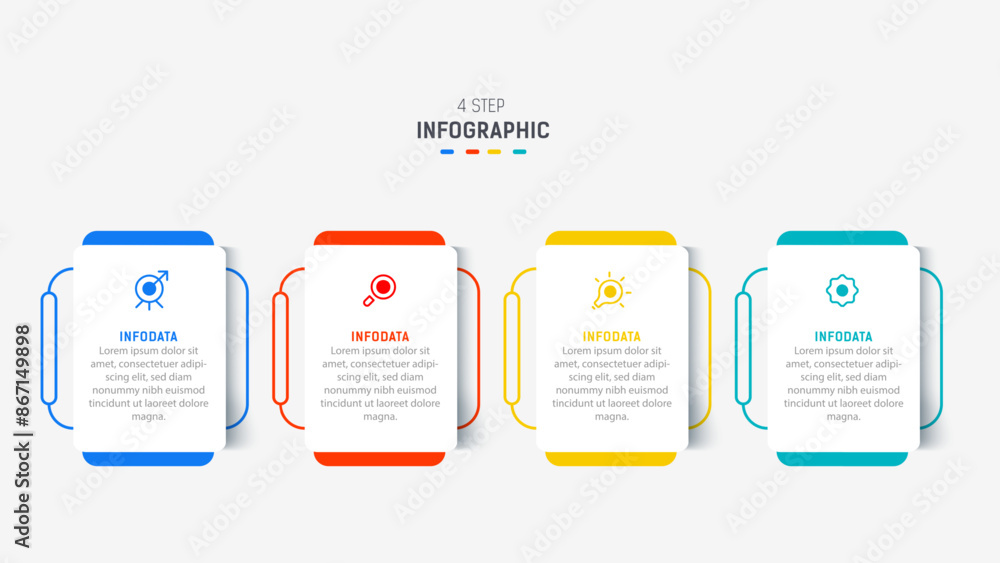 Vetor de Three Step Infographic label design Vector template with line ...